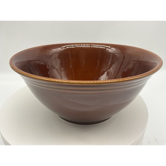 Ragon House Vintage Pottery Stoneware Brown Glaze Bowl ServeWare Collectible 9.5 - Picture 7 of 14